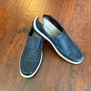 Democrata Brazil Mens Casual Navy Blue Leather Shoes Size 11.5